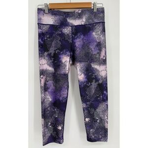 Moret Ultra Womens Purple Abstract Digital Print Capri Leggings Sz M 8-10